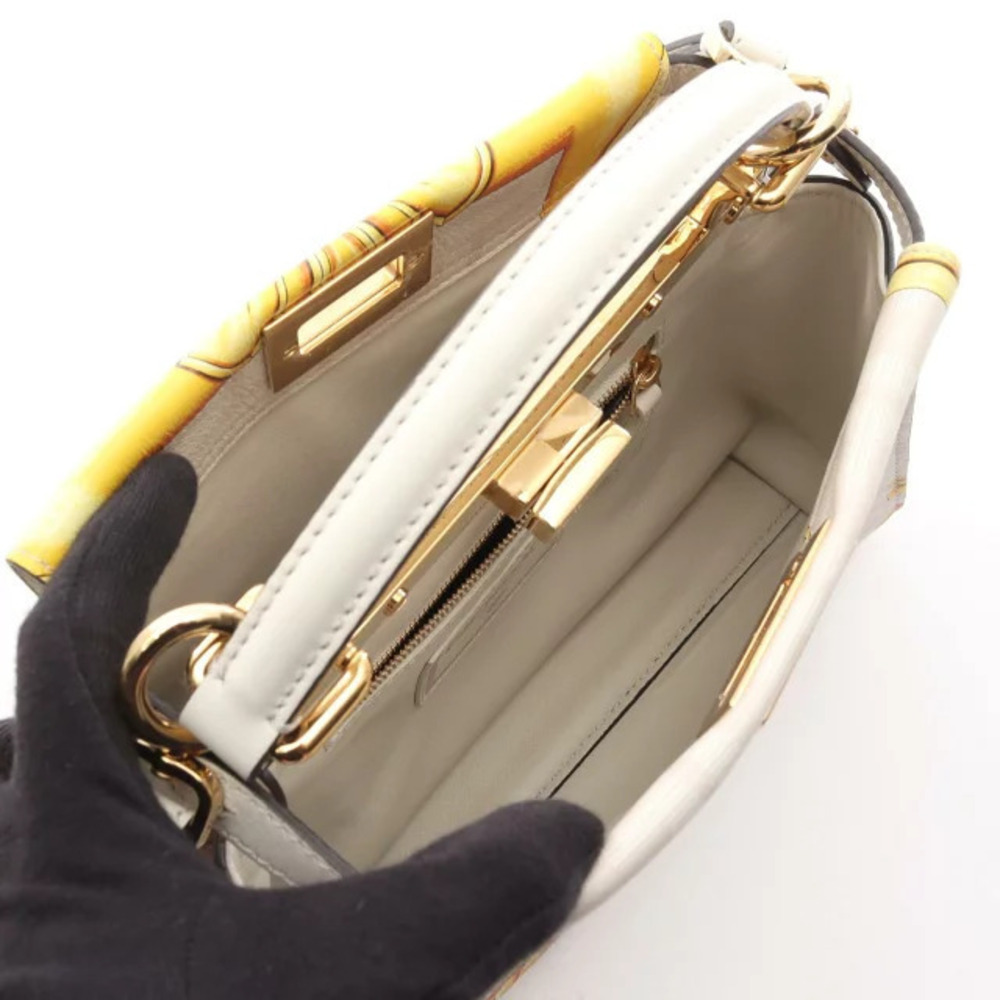 Fendi Handbag Peekaboo Versace  OFF Yellow Leather White - Picture 3 of 6
